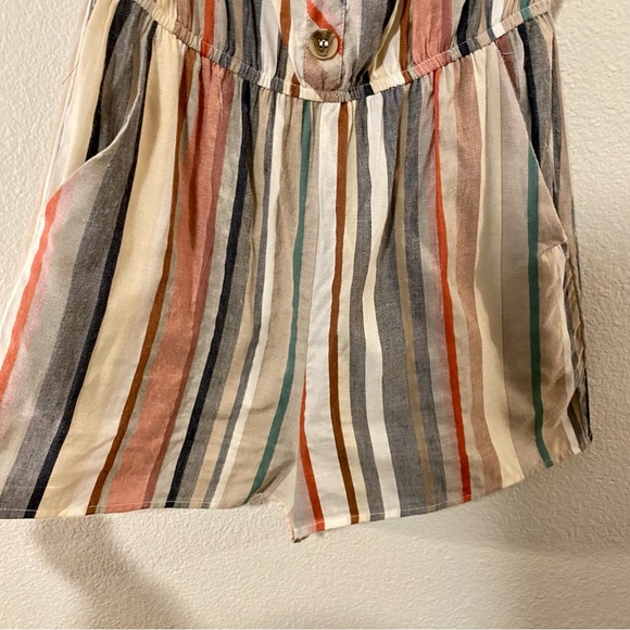 Hint of Blush Striped Cotton Blend Short-Sleeve Romper - Picture 4 of 11